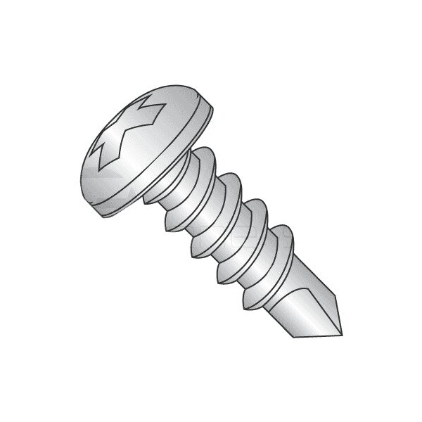 Newport Fasteners Self-Drilling Screw, #6 x 1 in, Plain 410 Stainless Steel Pan Head Phillips Drive, 6000 PK 265955-6000 - main